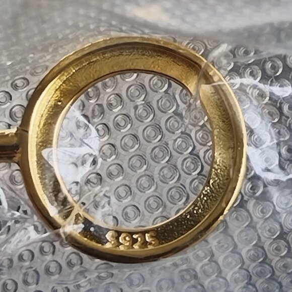 925 sterling silver covered in real gold circle W/ Cubic Zirconia Cuff Bracelet - Picture 2 of 2